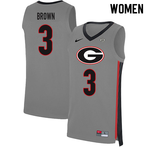 2020 Women #3 Christian Brown Georgia Bulldogs College Basketball Jerseys Sale-Gray